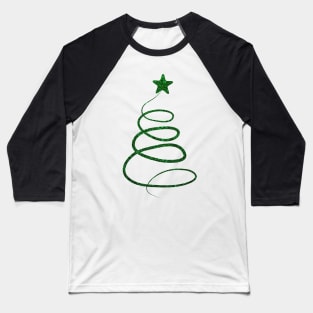 Minimalistic Green Faux Glitter Star Christmas Tree Baseball T-Shirt